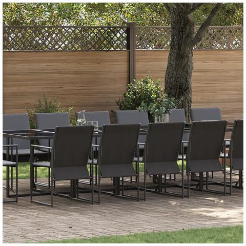 Set da Pranzo da Giardino con Cuscini in Acciaio e Textilene da 22 Pezzi - Foto 2