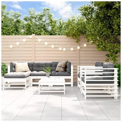 Set Salotto da Giardino 7 pz Bianco in Legno Massello di Pino - Foto 2