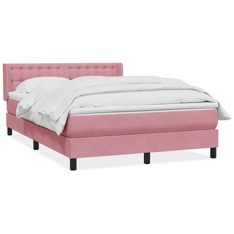 Giroletto a Molle con Materasso Rosa 140x220 cm in Velluto - Foto 1