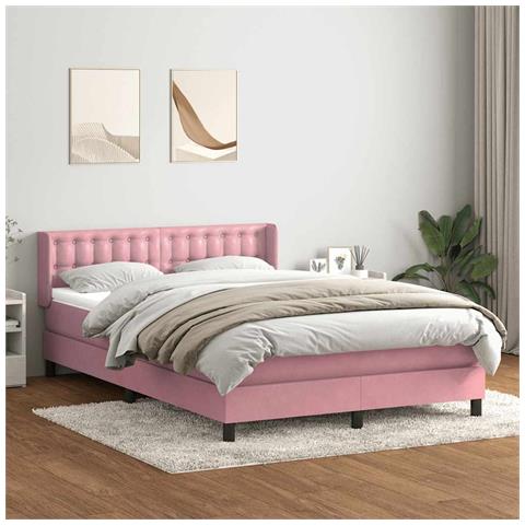 Giroletto a Molle con Materasso Rosa 140x220 cm in Velluto - Foto 2