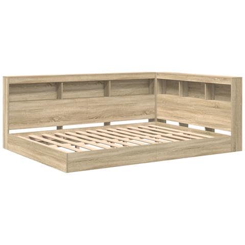 Letto con Libreria Rovere Sonoma 140x200 cm Legno Ingegnerizzato - Foto 1