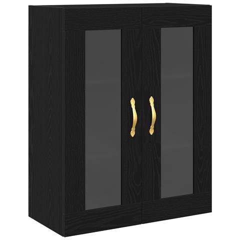 Armadio a Muro con Porte in Vetro Rovere Nero 69,5x34x90 cm - Foto 1