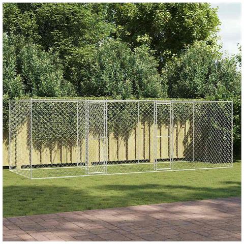 Gabbia per cani Argento 600 x 200 x 200 cm Acciaio zincato - Foto 2