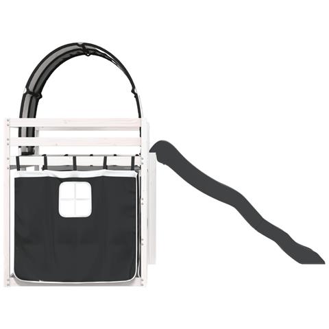 Letto a Castello con Scivolo e Tende Bianco e Nero 80x200 cm - Foto 9