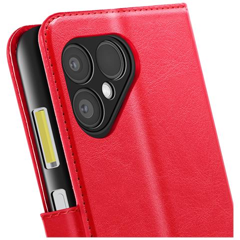 Custodia A Portafoglio Per Fairphone 6 Con Cinturino Da Polso E Funzione Di Supporto, Rosso - Foto 2