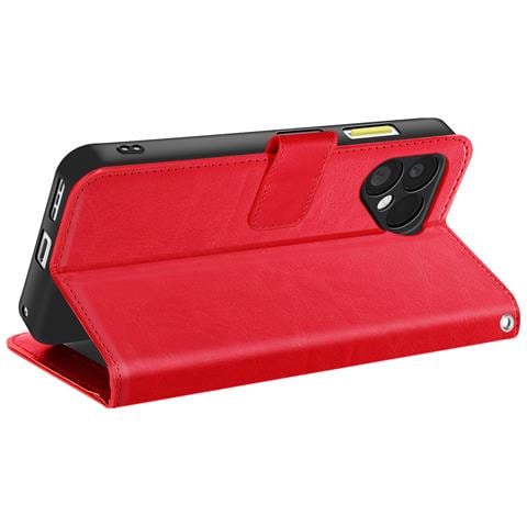 Custodia A Portafoglio Per Fairphone 6 Con Cinturino Da Polso E Funzione Di Supporto, Rosso - Foto 5
