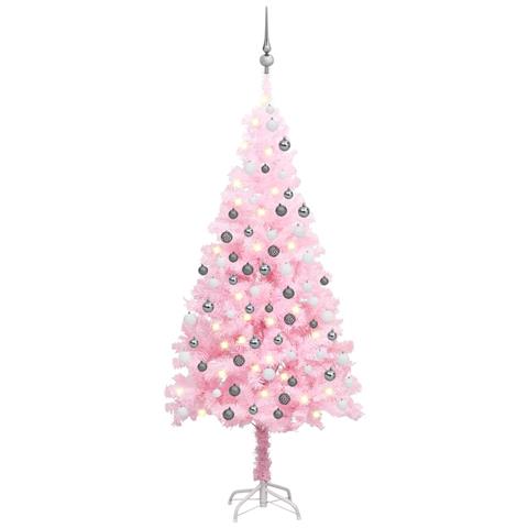 Albero Di Natale Preilluminato Con Palline Rosa 120 Cm Pvc - Foto 2