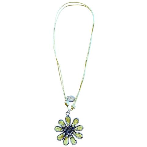 Collana Lunga Con Margherita E Cristallo Giallo - Foto 1