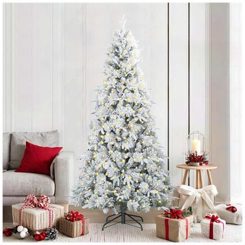 Albero di Natale Artificiale con Rami Pieghevoli Bianco 210 cm - Foto 2