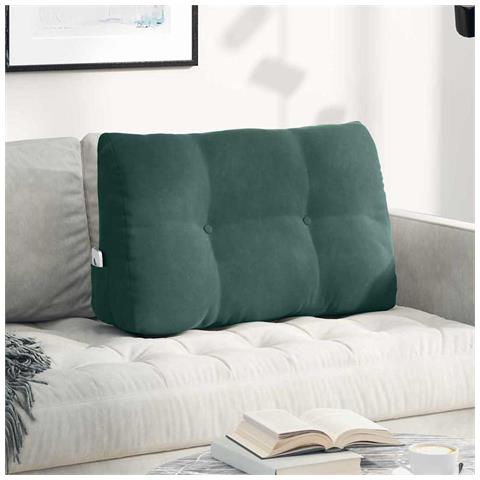Cuscino per Schiena Verde Scuro 80 x 24 x 50 cm Velluto - Foto 2
