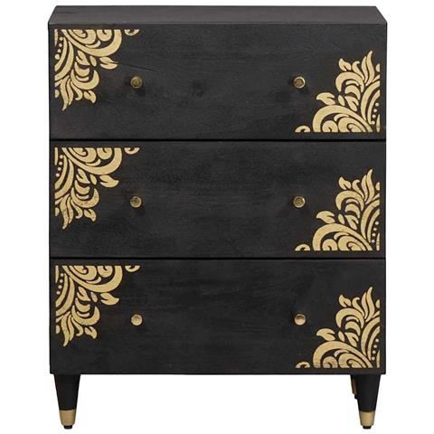 Credenza Nero 60 x 33 x 75 cm Legno di mango massello - Foto 2