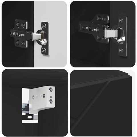 Mobiletto per specchio da bagno con porta Nero 80 x 17 x 55 cm - Foto 9