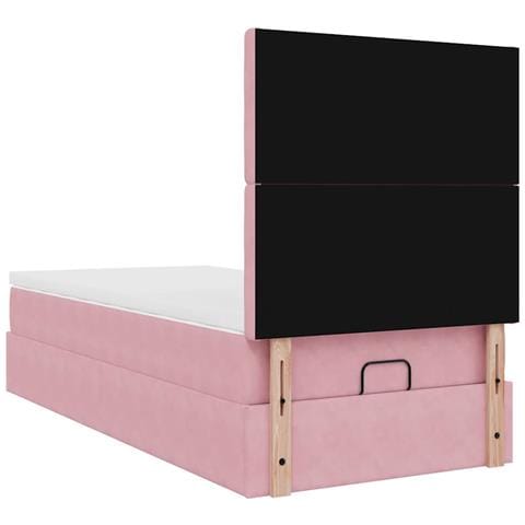 Struttura Letto Pouf con Materassi Rosa 90x190 cm in Velluto - Foto 9