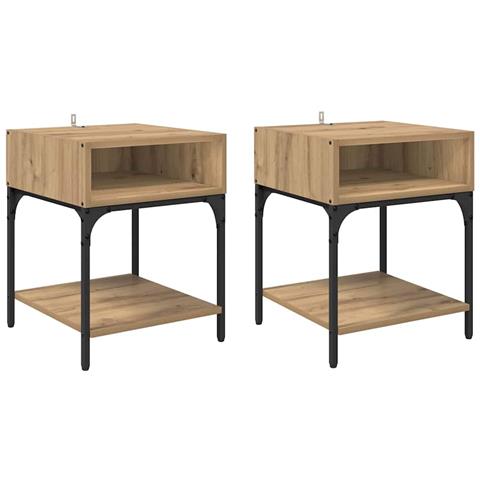 Comodino 2 pcs rovere artigianale 40 x 40 x 50 cm - Foto 1