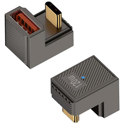 Adattatore Usb Femmina A Type-c Maschio A Forma Di U, 120w Con Indicatore Luminoso, Lega Di Alluminio - Foto 1