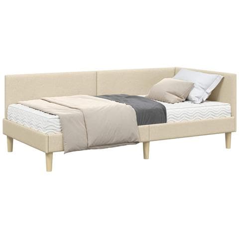 Struttura Letto Angolare con Materasso 2 pcs Crema Tessuto - Foto 1