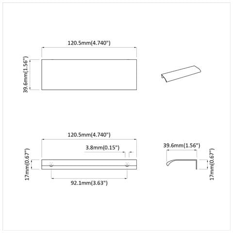 Manico 2 pcs Nero 120 x 39.6 x 17 mm Alluminio - Foto 7