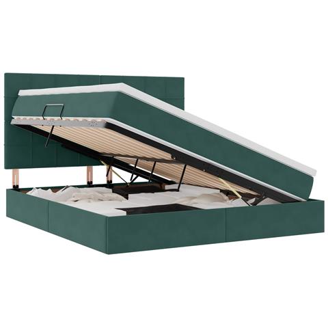 Letto con contenitore e materasso Verde Scuro 180 x 200 cm - Foto 1