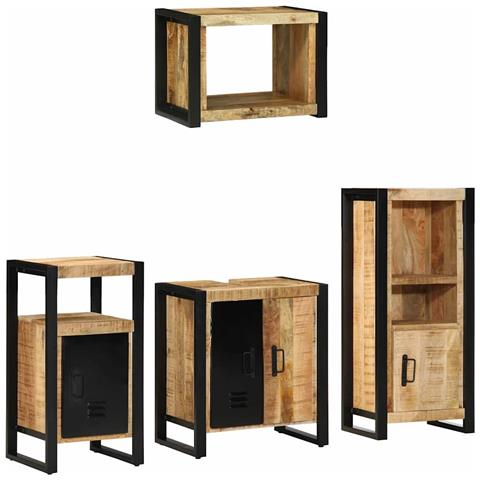 Set di mobili per il bagno 4 pcs Legno di mango massello - Foto 2