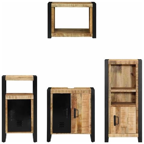 Set di mobili per il bagno 4 pcs Legno di mango massello - Foto 9