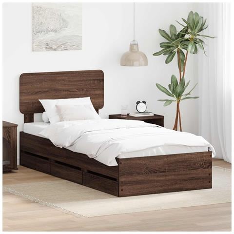 Struttura del letto con cassetto Rovere Marrone 100 x 200 cm - Foto 2