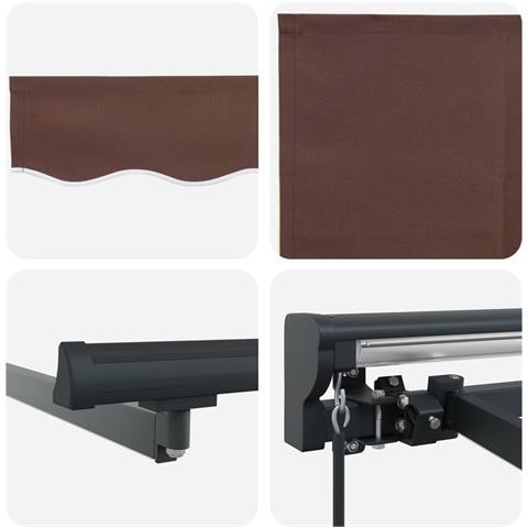 Cornice per Tenda Manuale con LED Marrone e Antracite 4,5 × 3 m - Foto 8