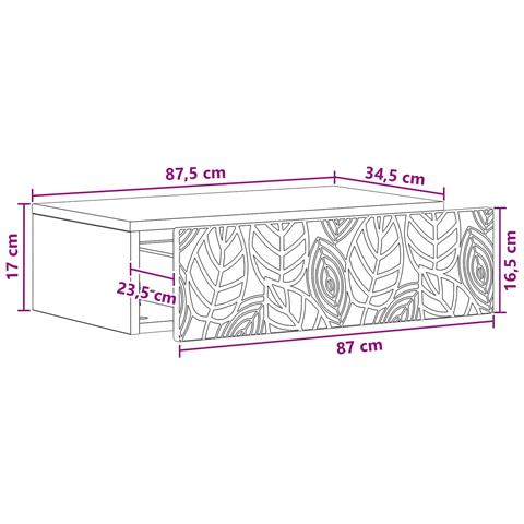 Tavolino da Parete Laterale Rovere Fumo 87,5 x 34,5 x 17 cm - Foto 8