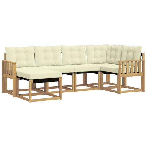 Set di divani da esterno con cuscino 6 pcs Bianco e Crema - Foto 1