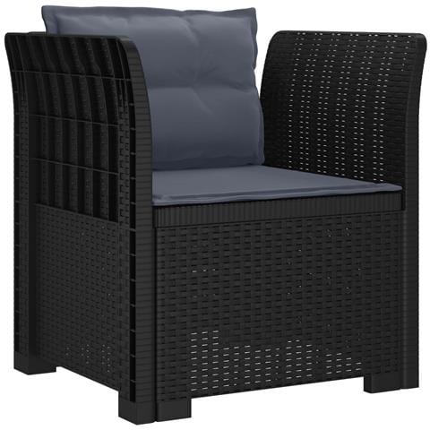 Poltrona a 1 Posto con Cuscini Aspetto Rattan PP Antracite - Foto 1
