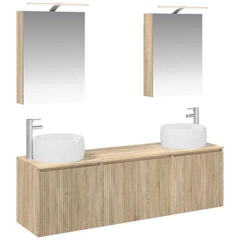 Set di Armadi da Bagno 5 pcs Rovere Sonoma Legno ingegnerizzato - Foto 1