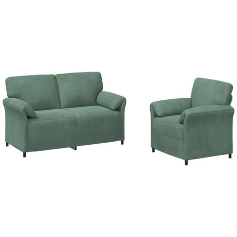 Set di divani 2 pz Verde Mare Velluto - Foto 1
