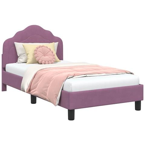 Struttura letto bambini con testata Viola 80 x 160 cm Velluto - Foto 1
