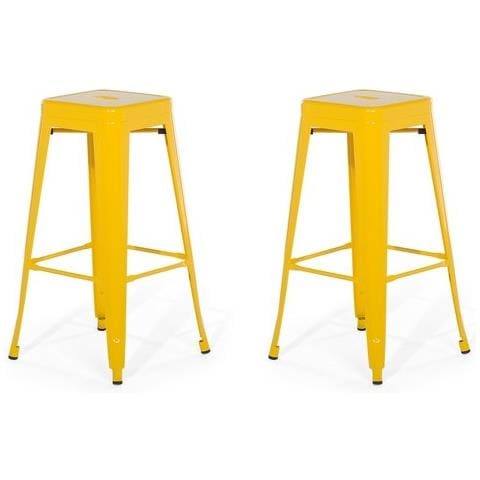Set Di 2 Sgabelli Da Bar In Metallo Giallo 76 Cm Cabrillo - Foto 1