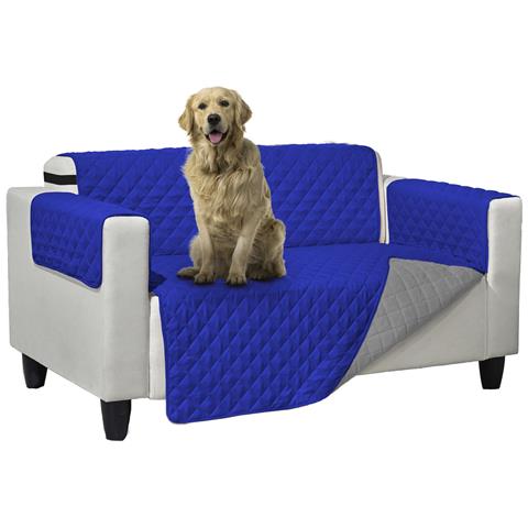 Copridivano Trapuntato Double Face Bicolor Antimacchia Modello Queen 2 Posti Blu-grigio - Foto 7