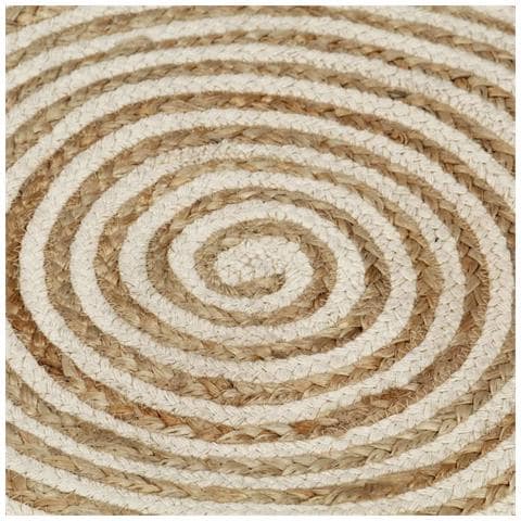 Tappeto Lavorato A Mano In Juta Stampa A Spirale Bianco 120 Cm - Foto 2