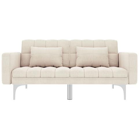 Divano Letto Crema In Tessuto - Foto 2