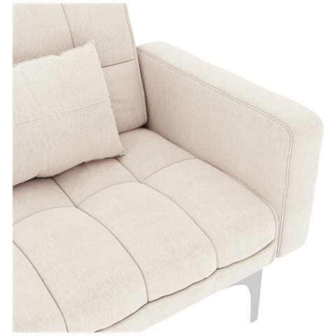 Divano Letto Crema In Tessuto - Foto 9