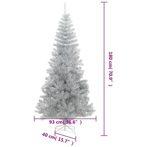 Albero di Natale Artificiale con Supporto Argento 180 cm PET - Foto 6