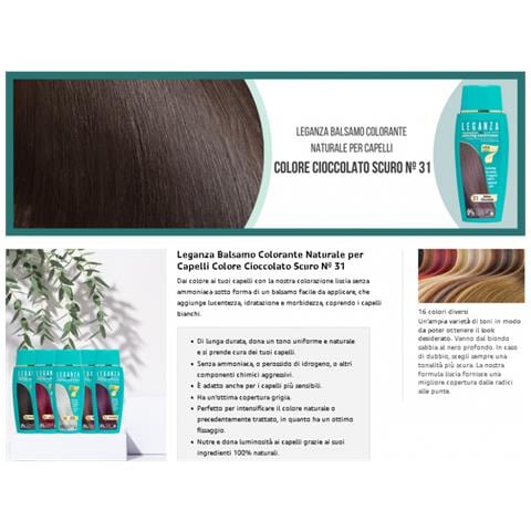 Balsamo Colorante Per Capelli Colore Cioccolato Fondente Nº 31 ""leganza"" Colorante Senza Ammoniaca |arricchito Con Oli Naturali - Foto 8