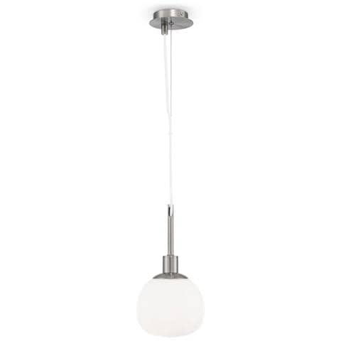 Sospensione Contemporanea Erich Metallo Nichel 1 Luce E Diffusore Bianco - Foto 2