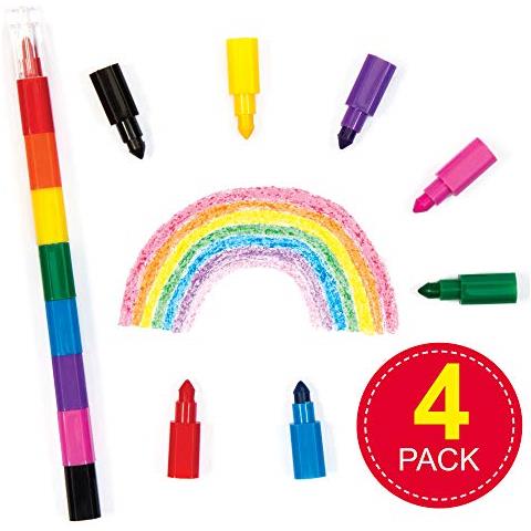 Av214 Rainbow Pop A Pastelli - Confezione Da 4, Funny Face Swap A Point, Penne Da Colorare Intercambiabili Per Astucci Per Bambini O Scuola - Foto 2
