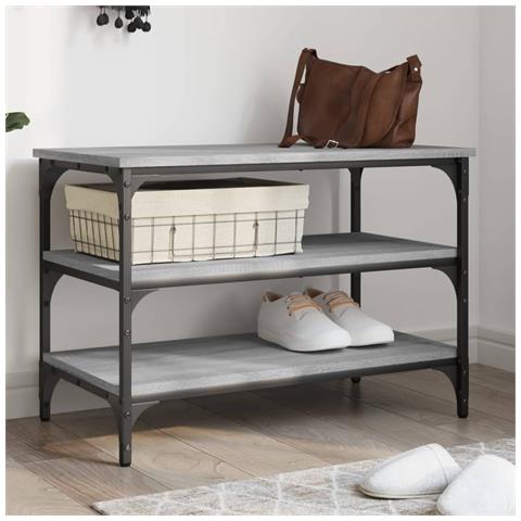 Panca Porta Scarpe Grigio Sonoma 70x38,5x49cm Legno Multistrato - Foto 1