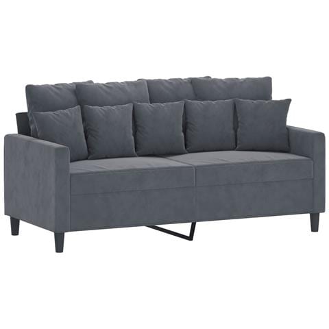 Divano A 2 Posti Grigio Scuro140 Cm In Velluto - Foto 2
