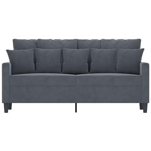 Divano A 2 Posti Grigio Scuro140 Cm In Velluto - Foto 3