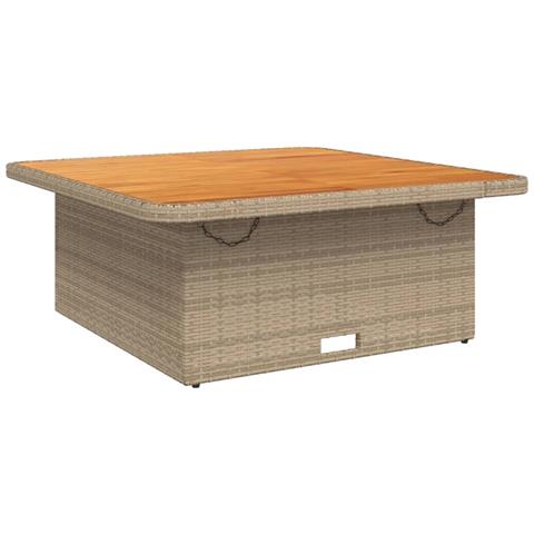 Tavolo Da Giardino Beige 110x110x71cm Polyrattan E Legno Acacia - Foto 2