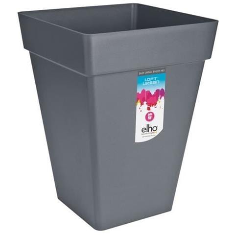 Vaso Antracite Polipropilene Plastica Quadrato Moderno 37 Cm - Foto 1