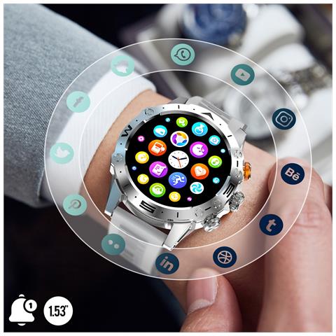 Smartwatch Bluetooth Sport Cassa Anti-urto Impermeabile Ip68 Y20, Argento - Foto 2