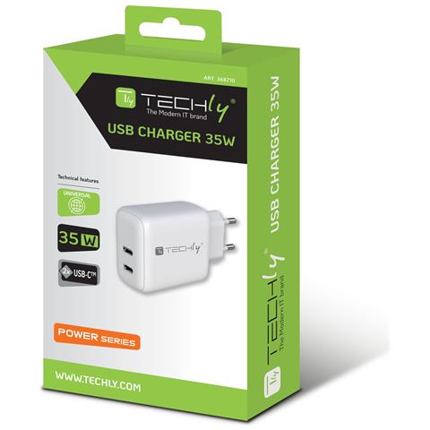 Caricatore Alimentatore 2 Porte Usb-c Da Muro 35w - Foto 2