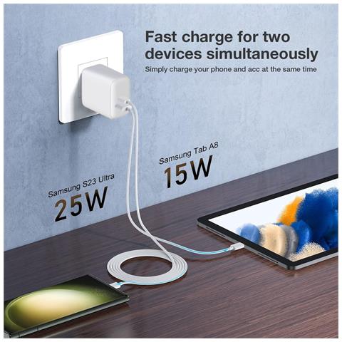 Caricatore Alimentatore 2 Porte Usb-c Da Muro 35w - Foto 3