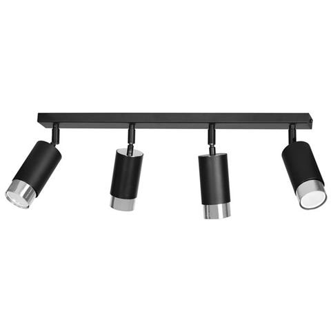 Lampada A Soffitto Hiro - Nero, Cromo - Acciaio Verniciato A Polvere - 60x19x6 Cm - Foto 1